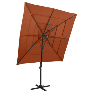 Umbrelă de soare 4 niveluri stâlp aluminiu cărămiziu 250x250 cm - Img 1