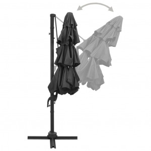 Umbrelă de soare 4 niveluri, stâlp de aluminiu, antracit, 3x3 m - Img 8