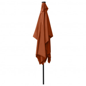 Umbrelă de soare cu LED-uri & stâlp din oțel, cărămiziu, 2x3 m - Img 7