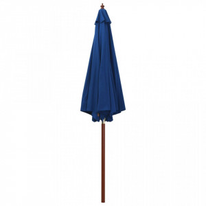 Umbrelă de soare cu stâlp din lemn, albastru, 300 x 258 cm - Img 6