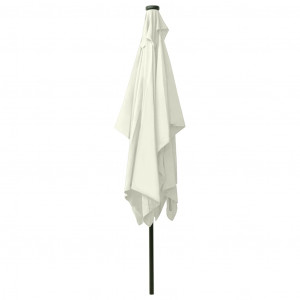 Umbrelă de soare cu stâlp din oțel & LED-uri, nisipiu, 2x3 m - Img 7