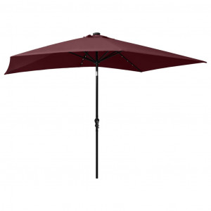 Umbrelă de soare cu stâlp din oțel & LED-uri, roșu bordo, 2x3 m - Img 5