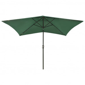 Umbrelă de soare cu stâlp din oțel & LED-uri, verde, 2x3 m - Img 4