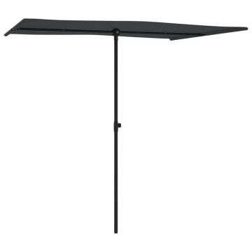 Umbrelă de soare de exterior, stâlp aluminiu, negru, 2 x 1,5 cm - Img 3