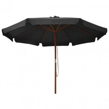 Umbrelă de soare de exterior, stâlp din lemn, antracit, 330 cm - Img 2