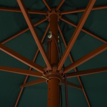 Umbrelă de soare de exterior, stâlp din lemn, verde, 330 cm - Img 4