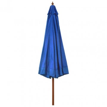 Umbrelă de soare de exterior, stâlp lemn, azuriu, 330 cm - Img 3