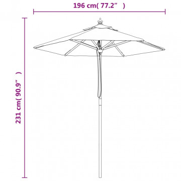 Umbrelă de soare de grădină stâlp din lemn gri taupe 196x231 cm - Img 7
