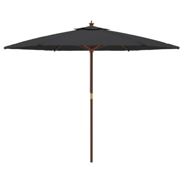 Umbrelă de soare de grădină stâlp din lemn, negru, 299x240 cm - Img 4