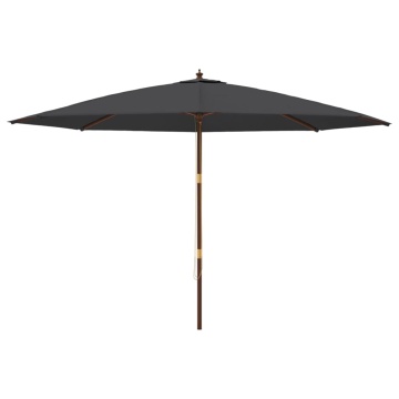 Umbrelă de soare de grădină stâlp din lemn, negru, 400x273 cm - Img 3