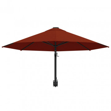 Umbrelă de soare de perete cu stâlp metalic, cărămiziu, 300 cm - Img 4