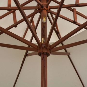 Umbrelă de soare dublă, 270x270 cm, stâlp de lemn, alb crem - Img 6