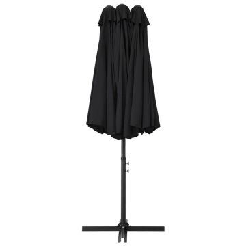 Umbrelă de soare exterior cu stâlp aluminiu, negru, 460x270 cm - Img 4