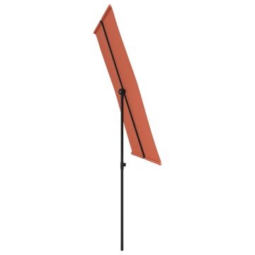 Umbrelă de soare exterior, stâlp aluminiu, cărămiziu, 2x1,5 cm - Img 8