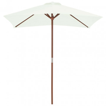 Umbrelă de soare, exterior, stâlp lemn, 150x200 cm, nisipiu - Img 2