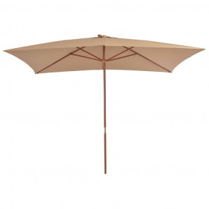 Umbrelă de soare, exterior, stâlp lemn, 200x300 cm, gri taupe - Img 3
