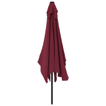Umbrelă de soare exterior stâlp metalic, roșu bordo, 300x200 cm - Img 4