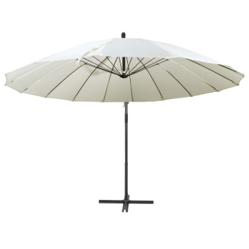Umbrelă de soare suspendată, alb, 3 m, stâlp de aluminiu - Img 2
