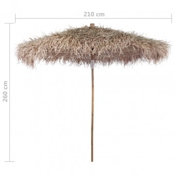 Umbrelă din bambus cu umbrar din frunze de bananier, 210 cm - Img 1