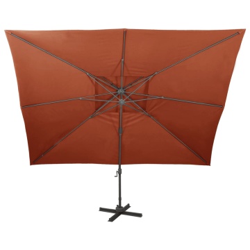 Umbrelă în consolă cu înveliș dublu, cărămiziu, 400x300 cm - Img 3