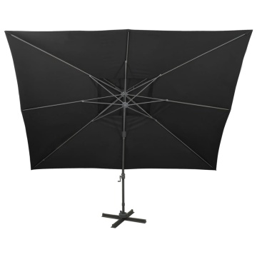 Umbrelă în consolă cu înveliș dublu, negru, 400x300 cm - Img 3