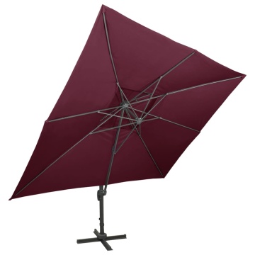 Umbrelă în consolă cu înveliș dublu, roșu bordo, 400x300 cm - Img 2