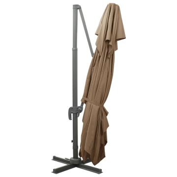 Umbrelă în consolă cu înveliș dublu, taupe, 400x300 cm - Img 4