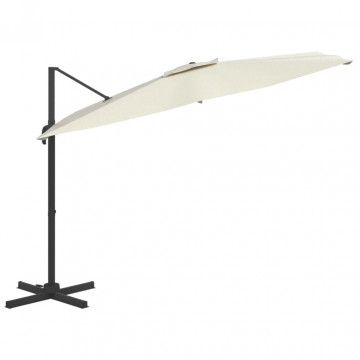 Umbrelă în consolă cu LED, alb nisipiu, 400x300 cm - Img 8