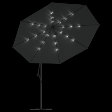 Umbrelă în consolă cu LED și stâlp din metal, antracit, 350 cm - Img 5