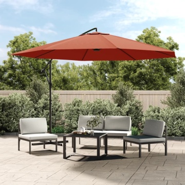 Umbrelă în consolă cu stâlp din aluminiu, 350 cm, cărămiziu - Img 1