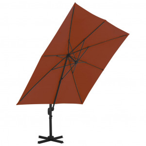Umbrelă în consolă cu stâlp din aluminiu, cărămiziu, 300x300 cm - Img 4