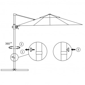 Umbrelă în consolă cu stâlp din oțel, albastru azuriu, 300 cm - Img 7