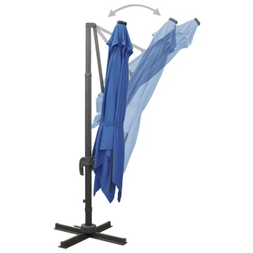 Umbrelă în consolă cu stâlp și LED-uri, albastru azur, 300 cm - Img 6