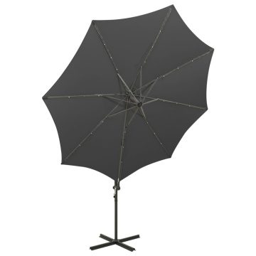 Umbrelă în consolă cu stâlp și LED-uri, antracit, 300 cm - Img 4