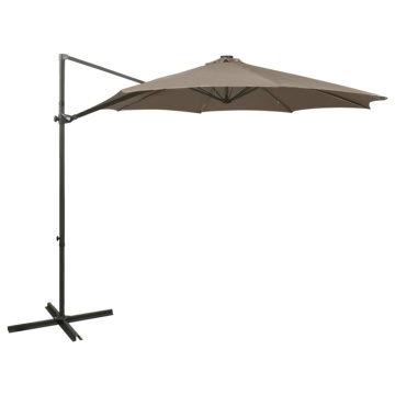 Umbrelă în consolă cu stâlp și LED-uri, taupe, 300 cm - Img 1