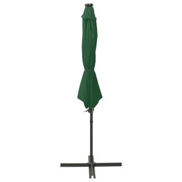 Umbrelă în consolă cu stâlp și LED-uri, verde, 300 cm - Img 2