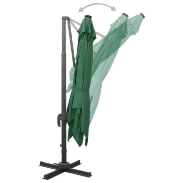 Umbrelă în consolă cu stâlp și LED-uri, verde, 300 cm - Img 8