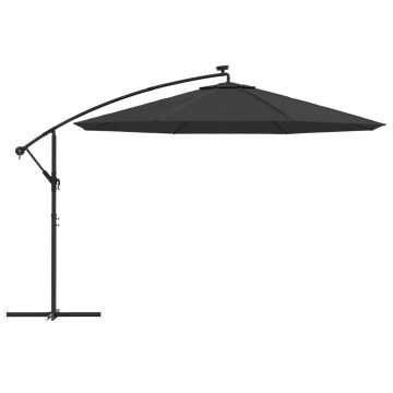 Umbrelă în consolă de grădină cu LED-uri, negru, 350 cm - Img 4