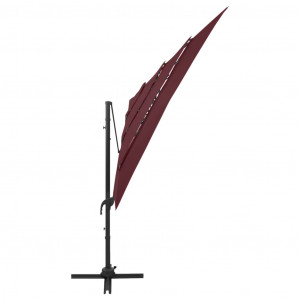 Umbrelă soare 4 niveluri stâlp aluminiu roșu bordo 250x250 cm - Img 8