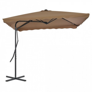Umbrelă soare de exterior, stâlp oțel, gri taupe, 250 x 250 cm - Img 1