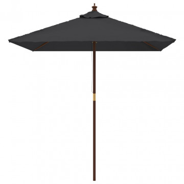 Umbrelă soare de grădină stâlp din lemn negru 198x198x231 cm - Img 3