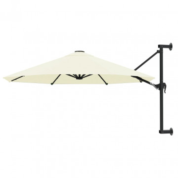 Umbrelă soare, montaj pe perete, stâlp metalic, 300 cm, nisipiu - Img 1