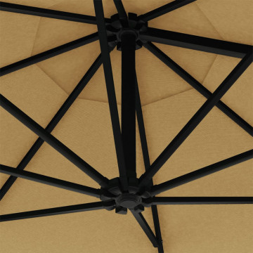 Umbrelă soare montaj pe perete tijă metalică gri taupe 300 cm - Img 6