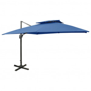 Umbrelă suspendată cu înveliș dublu, albastru azuriu, 300x300cm - Img 1