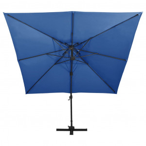 Umbrelă suspendată cu înveliș dublu, albastru azuriu, 300x300cm - Img 4