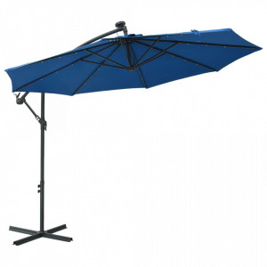 Umbrelă suspendată cu LED și stâlp din oțel, azuriu, 300 cm - Img 1