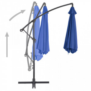 Umbrelă suspendată cu stâlp din aluminiu, albastru, 300 cm - Img 4
