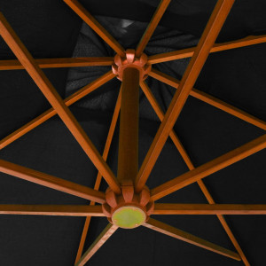 Umbrelă suspendată cu stâlp, negru, 3x3 m, lemn masiv de brad - Img 2
