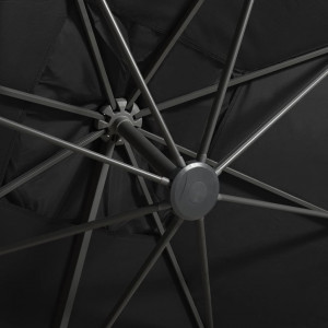 Umbrelă suspendată cu stâlp și LED-uri, negru, 300 cm - Img 2