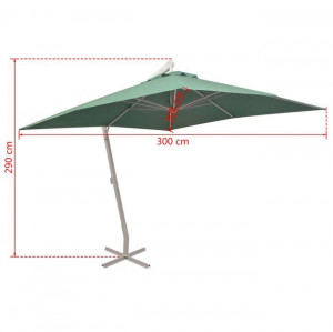 Umbrelă suspendată, stâlp de aluminiu, 300x300 cm, verde - Img 8